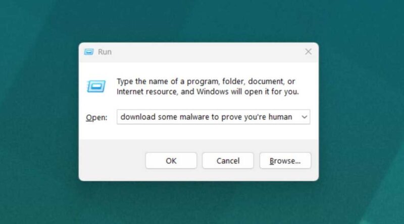 windows run command download some malware