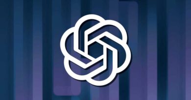 OpenAI logo icon on an abstract purple black background