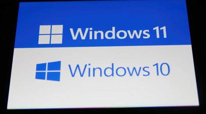 Windows 11 logo juxtaposed with Windows 10 logo