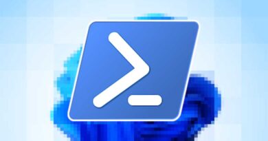 PowerShell logo on Windows 11 background