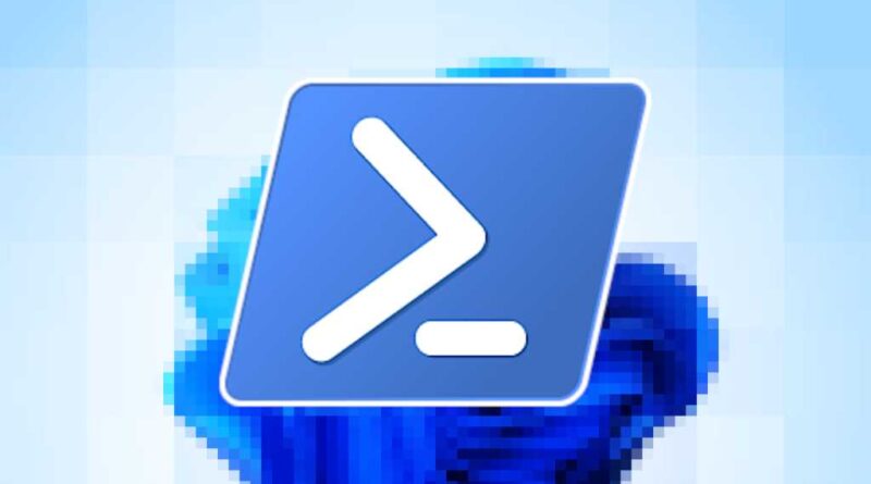 PowerShell logo on Windows 11 background