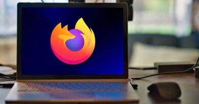 Firefox logo on a Windows laptop screen