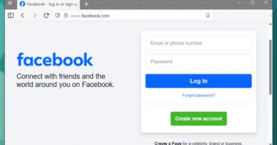 Facebook login page