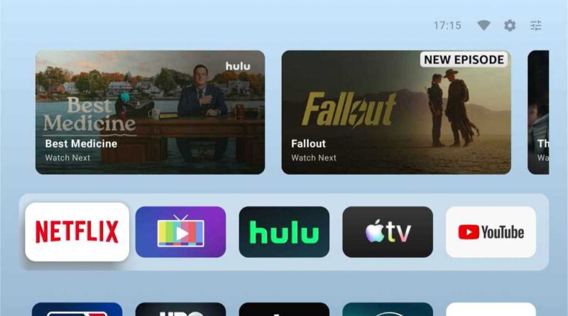 AT4K Launcher home screen on Google TV