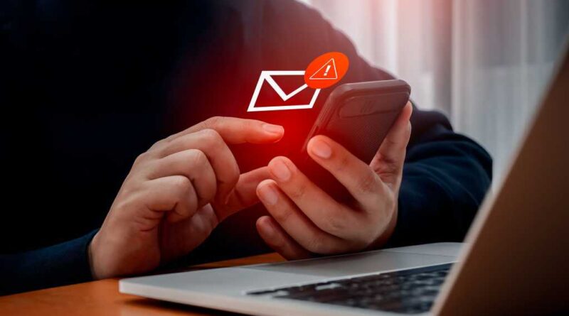 SMS-Spam, gefälschte SMS-Phishing von Scammer Concept