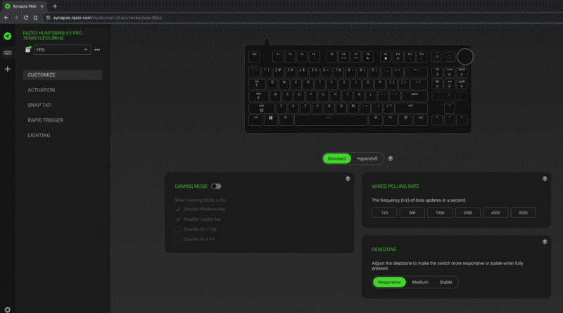 Razer Synapse web configuration tool
