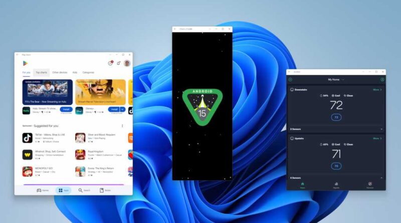 Android apps mirrored on PC via Phone Link screenshot