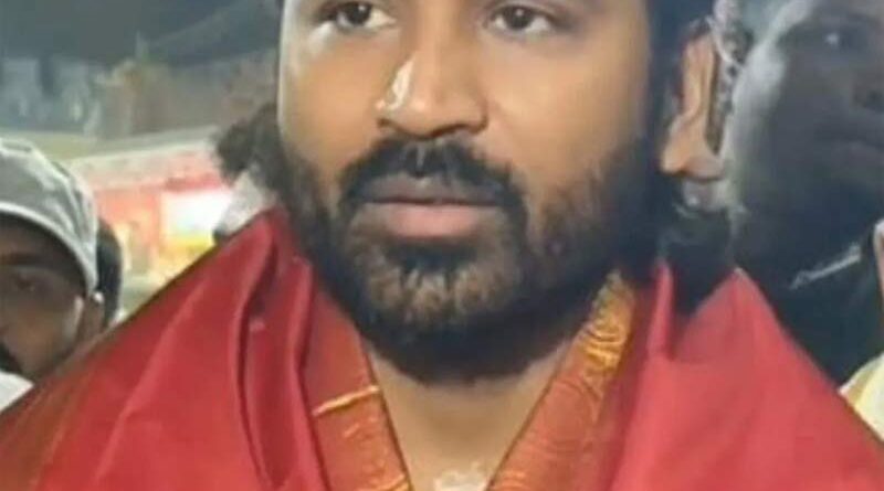 Sons protect Dhanush during Tirumala visit