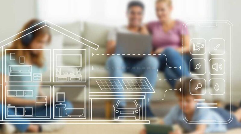 Family gathered inside a smart home