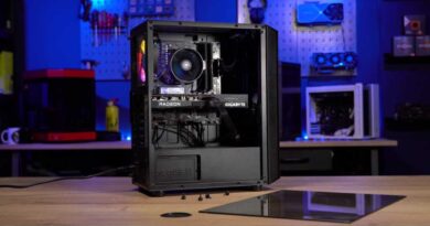 Gaming PC with Gigabyte Radeon card and internals exposed