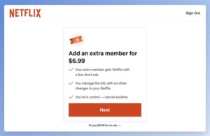 Netflix screen to add an extra member
