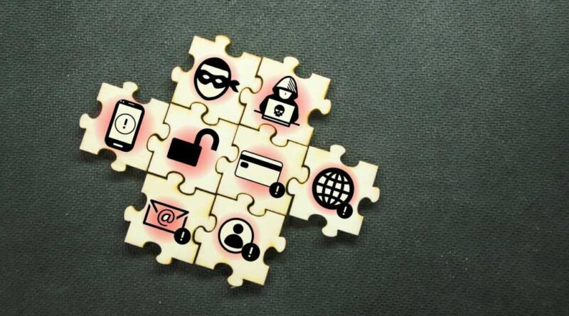 Security antivirus malware password scam hacker fraud jigsaw puzzle illustration