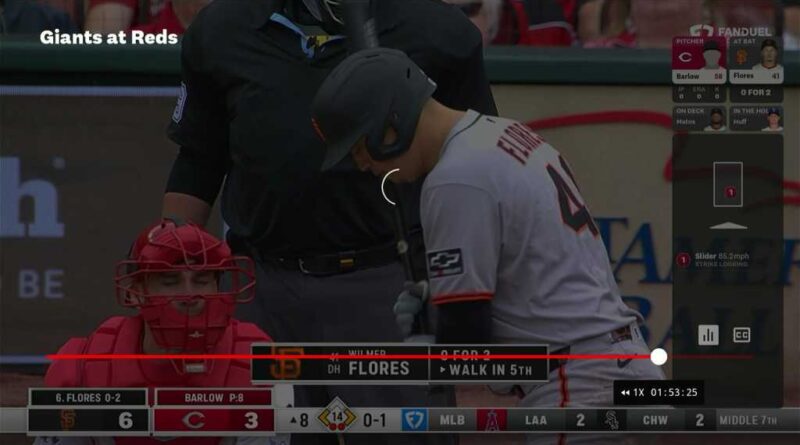 FanDuel Sports Network Reds game with a spinning buffer image