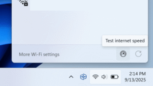 Windows 11 test internet speed button
