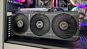 Asus GeForce RTX 5080 GPU in a desktop gaming PC