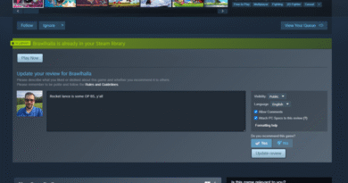Steam review field with PC specs option