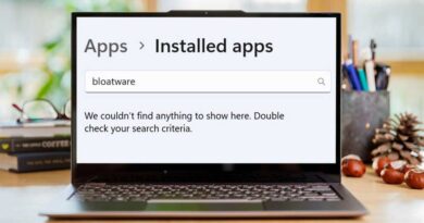 Windows 11 Installed apps page zoomed in on a laptop