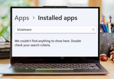 Windows 11 Installed apps page zoomed in on a laptop