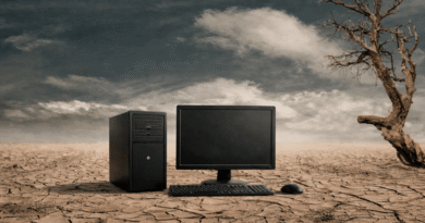 Desktop PC on a bleak desert