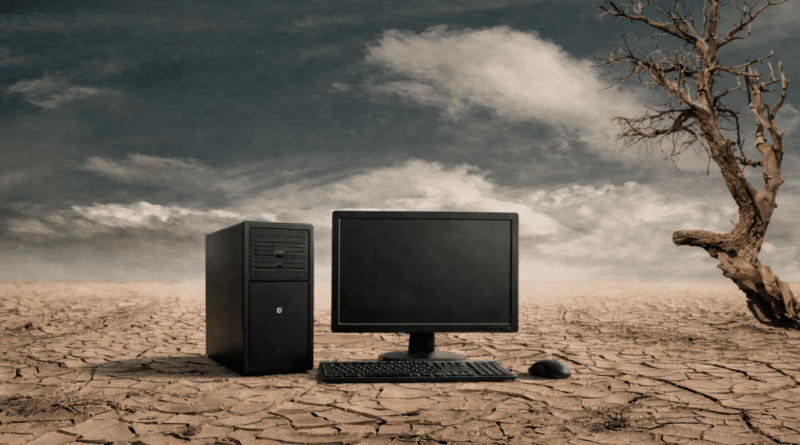 Desktop PC on a bleak desert