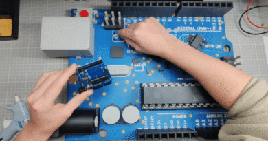 Giant Arduino Board being constructed