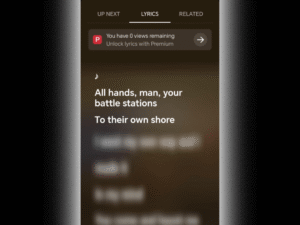 YouTube Music app: Lyrics blurred out