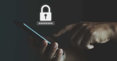 Man holding phone with password security lock icon