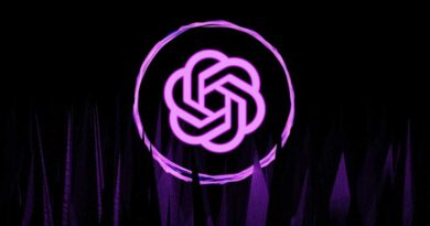 Glowing ChatGPT logo in a ring with abstract spikes