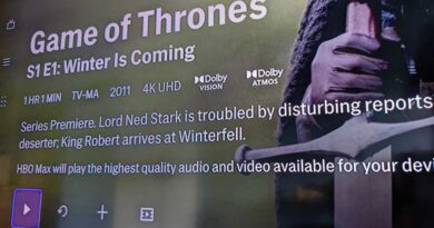 HBO Max screen close-up showing a listing for Game of Thrones S1E1: Winter is Coming