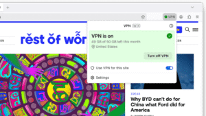 Firefox free VPN screenshot