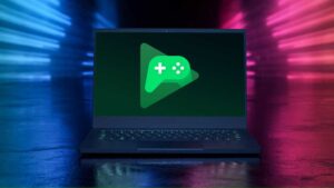 Google Play Games logo on Razer Blade Laptop