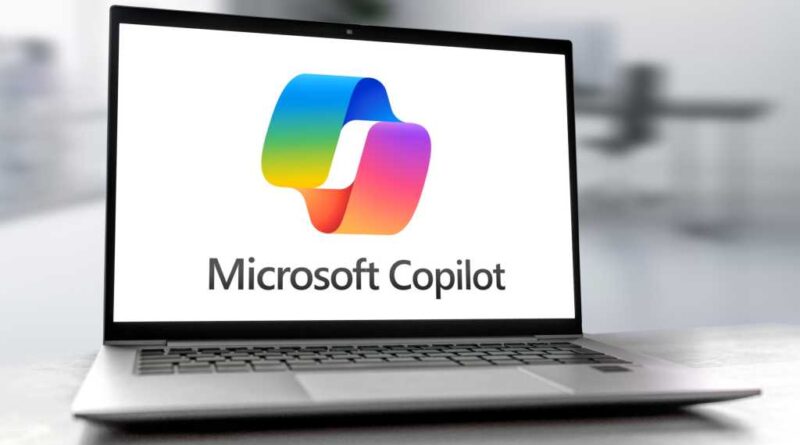 Microsoft Copilot logo on open laptop screen