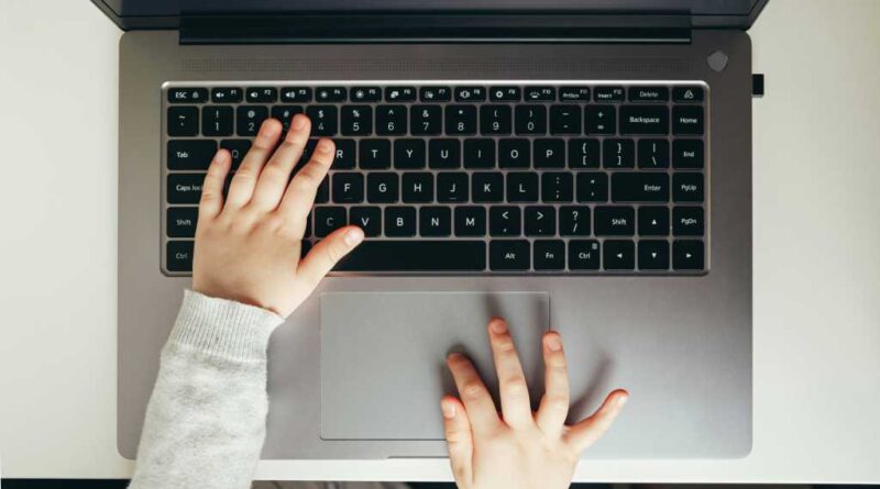 A child using a laptop