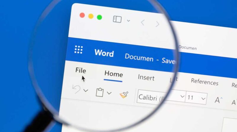 Microsoft Word closeup with magnifying glass hero