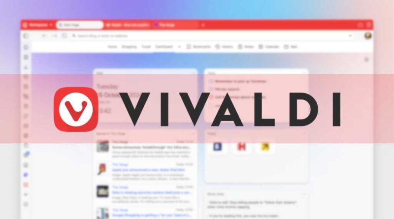 Vivaldi logo on top of browser screenshot