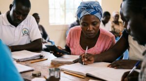 Windows 11 system update message on a laptop screen