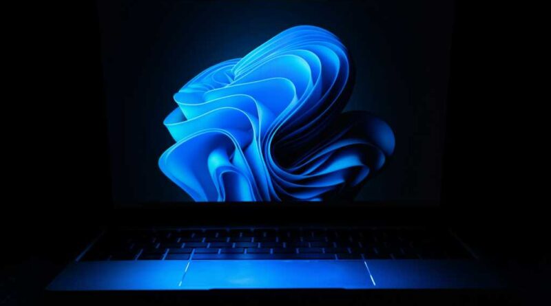 Windows 11 laptop in the dark