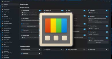 Microsoft PowerToys dashboard with PowerToys logo hero