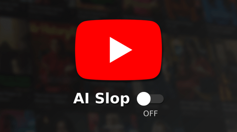 YouTube logo with AI slop toggle