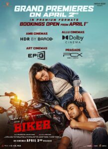 Sharwanand Biker Paid Premiers In Premium Formats On April 2