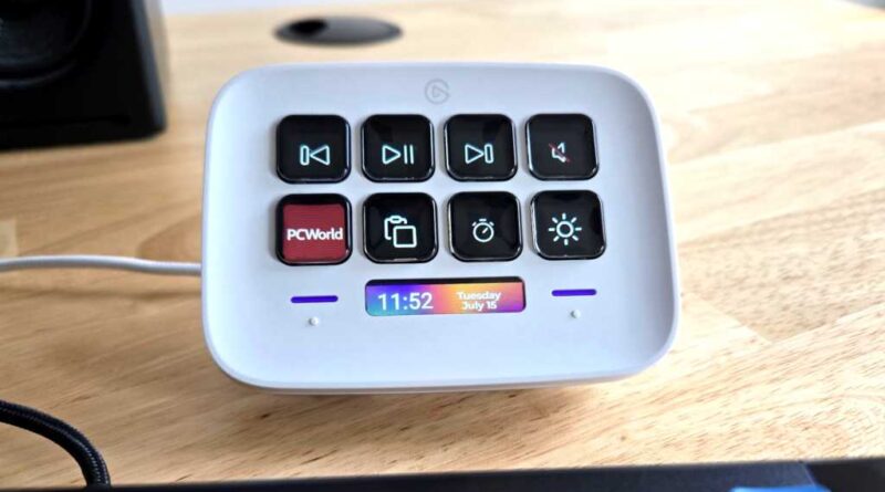 Elgato Stream Deck Neo on wooden desk