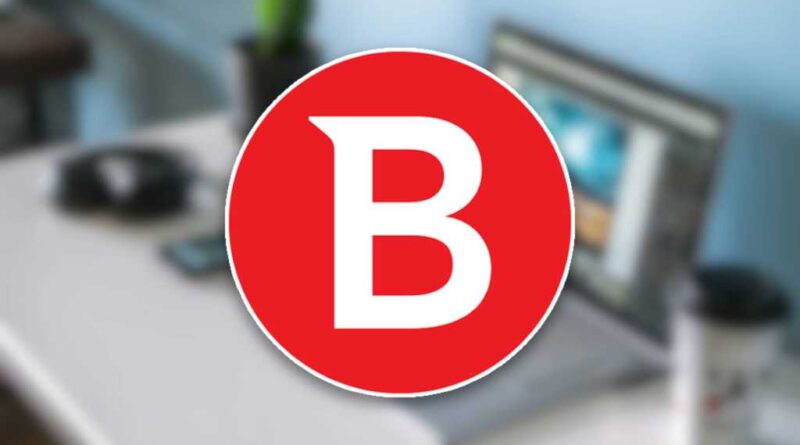 Bitdefender Antivirus Security logo on blurred background laptop on desk