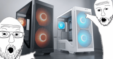 Cougar MX600 Max RGB case with "soyjack" meme graphics