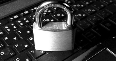 Padlock on a laptop keyboard