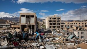 TEHRAN, IRAN - APRIL 6: A general view of buildings destroyed in a joint attack by Israel and the United States on April 6, 2026, in Tehran, Iran. The United States and Israel continue their joint attack on Iran that began on February 28. Iran retaliated by firing waves of missiles and drones at Israel, and targeting U.S. allies in the region. (Photo by Majid Saeedi/Getty Images)