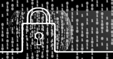 Black and white art of padlock over a stream of ones and zeros