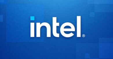 Intel Logo on digital blue background
