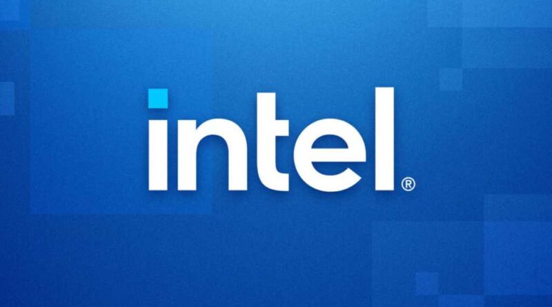 Intel Logo on digital blue background