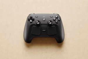 Steam Controller (2026 version) on a textured beige background
