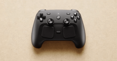 Steam Controller (2026 version) on a textured beige background